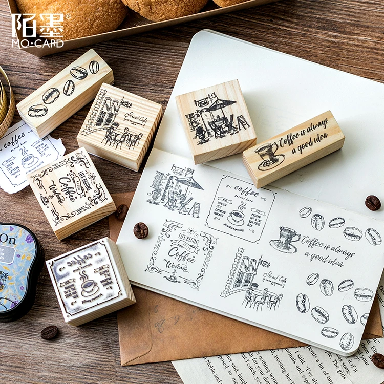 

1pcs\open a coffee shop DIY art cute DIY fresh wood seal diary calendar scrapbook stamp stamp student stationery office supplies