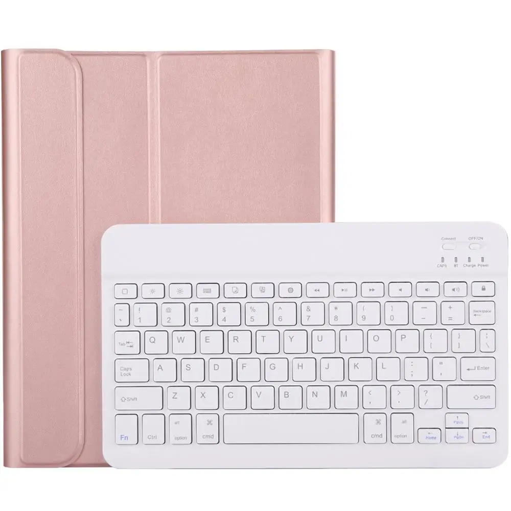 Чехол с клавиатурой для Apple iPad Pro 11, чехол a1989, A80, A2013, A1934, тонкий кожаный чехол, Bluetooth клавиатура с карандашом - Цвет: Rose Gold with White