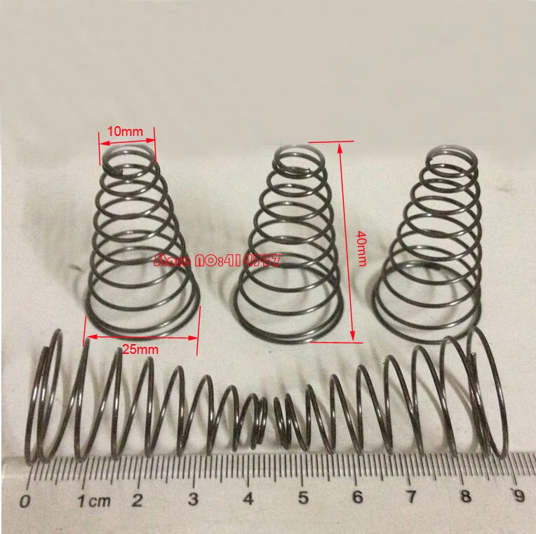 10 шт. 1,0*10 и 25*40 мм сталь коническая катушка пружина 1,0 мм проволока коническая спиральная пружина сжатия двойная Коническая пружина