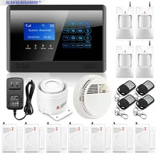 New Wireless Wired GSM Home Security System LCD Burglar Fire Alarm House Auto Dialer with Smoke Detector