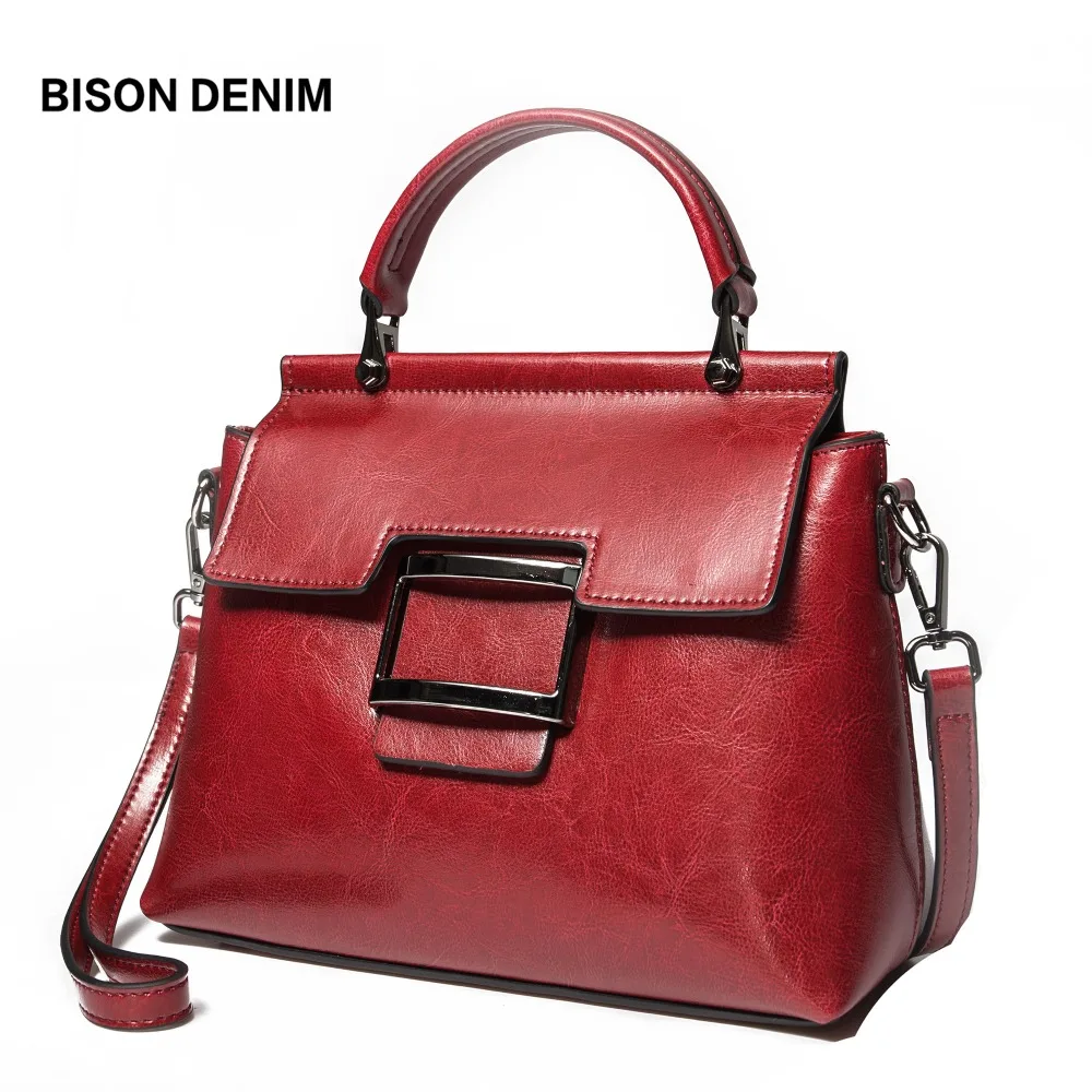 BISON DENIM Leather Women Bag Vintage bags for women 2018 Female Handbag Tote for Daily Shopping ...