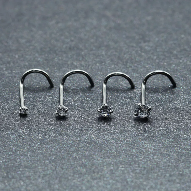 Fashion Sexy Women's Nose Stud Piercing Ring Stainless Steel Zircon 1.5mm 2mm 2.5mm 3mm Body Pircing Jewelry Girls Anti-allergic3
