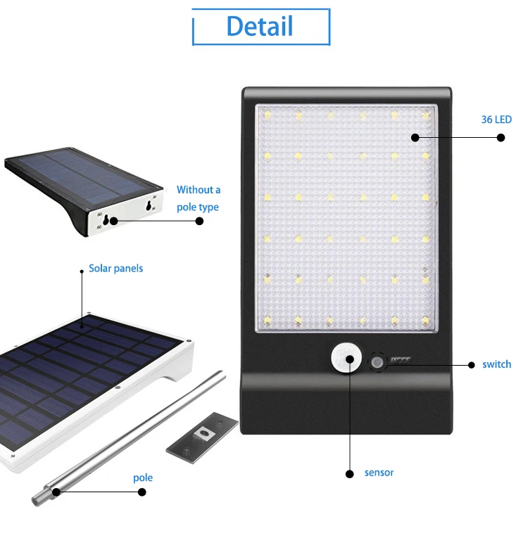Новейший уличный светильник на солнечной энергии 450LM 36 светодиодный PIR датчик движения лампы уличный водонепроницаемый настенный светильник s садовая Лампа безопасности