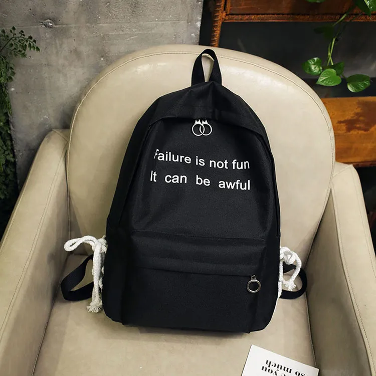 

New Fashionable Bag Korean Zipper Letter Softback Backpacks Teen Canvas Backpack Travel Mochila Simple Backpack