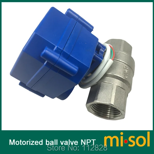 1 шт. моторизованный шаровой кран 1/4 &quotNPT DN20 2-ходовой 12 В постоянного тока CR04