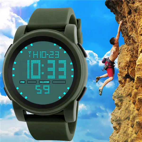 Горячая распродажа мужские цифровые спортивные часы модные часы-будильник в силиконовом корпусе водонепроницаемые часы спортивные светодиодный Аналоговые кварцевые наручные часы 30X - Цвет: Green