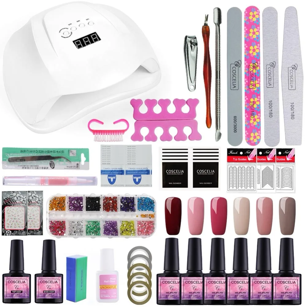 

COSCELIA Gel Nail Kits Manicure Set With 54w Lamp Dryer Gel Nail Polish Set Tools Remover Files Decor for Manicure