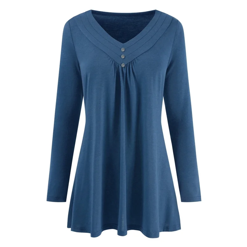 

Vintage Deep V Neck Plus Size Tops T Shirt Long Sleeves Solid Oversize Tunic Tee Baise Top Big Size Autumn Women Top 2018