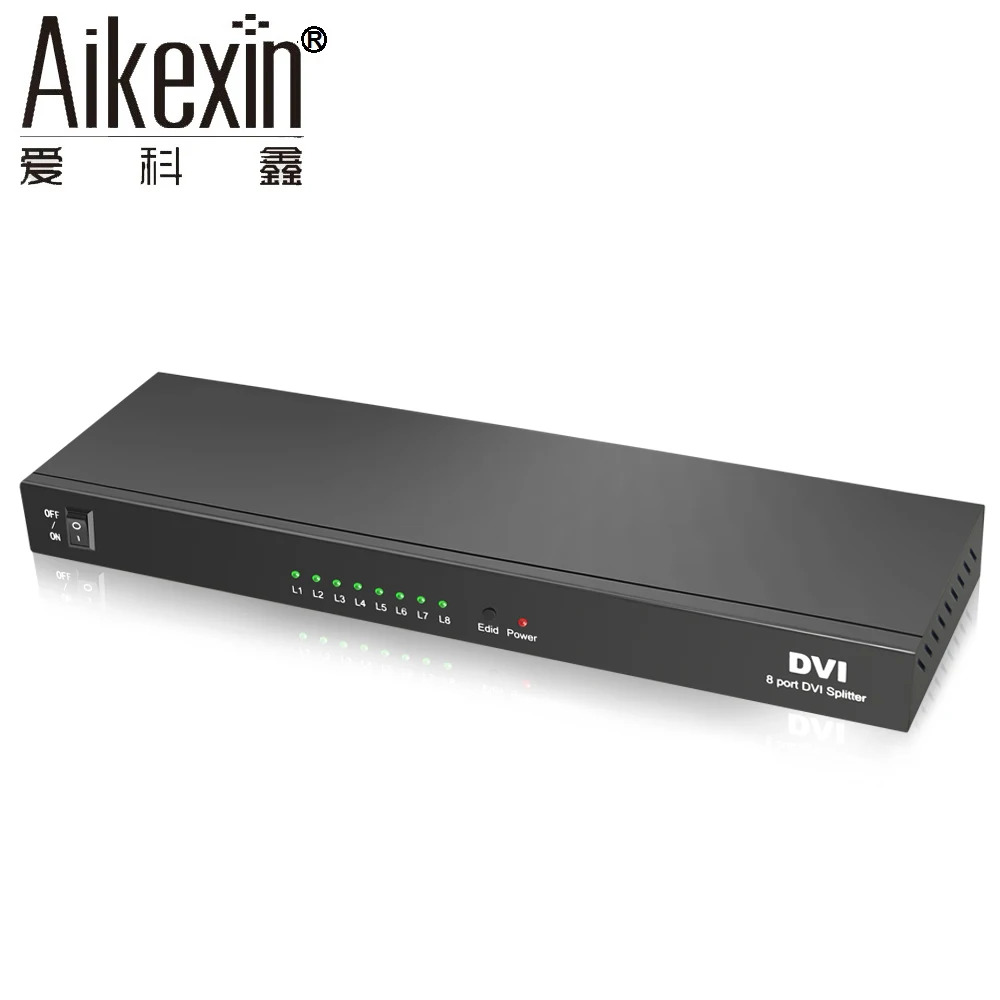 Разветвитель DVI Aikexin разветвитель 1 в 8 Выход Поддержка 1920x1200 до 1080P с адаптером