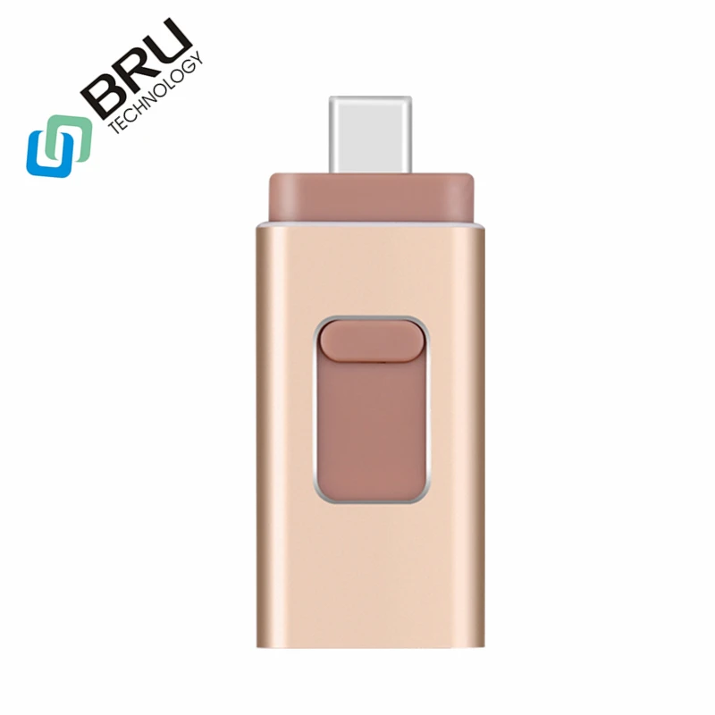 

BRU 16G32G64G128G 4in1 OTG USB Flash Drive for iPhone5s/6/6plus/7/8/X/XR IOS Android Type-C Pendrive Multi-Functions flash stick