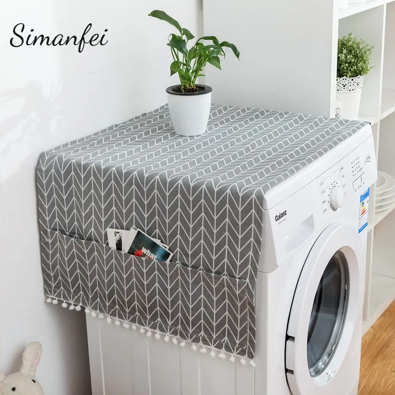 

Simanfei Roller Washing machine Cover 2019 New Rural style Dust proof Covers Multi-function Refrigerator Dust Cover Storage Bags
