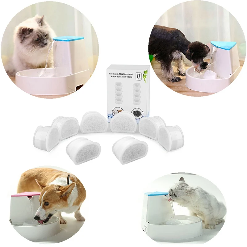 

8 Pcs/lot Pet Automatic Fountain Water Dispenser Activated Carbon Dog Cat Pets Filter Accessories Tools