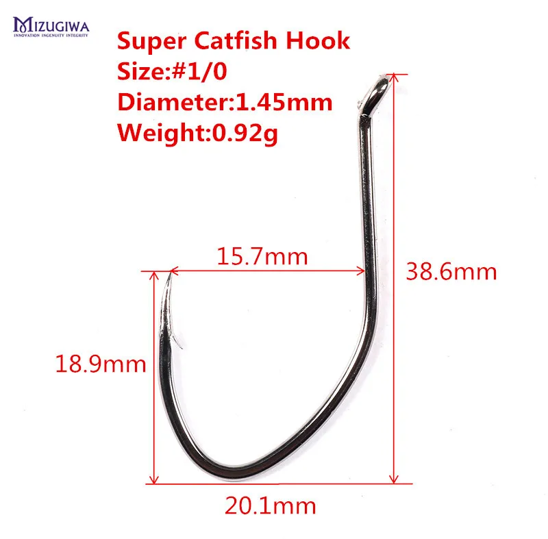 25 шт. MIZUGIWA супер крючок для сома 1/0 2/0 рыболовный крючок тяжелого калибра черный никель рыболовный острый крючок Рыболовные снасти рыболовный крючок Pesca - Цвет: size 1