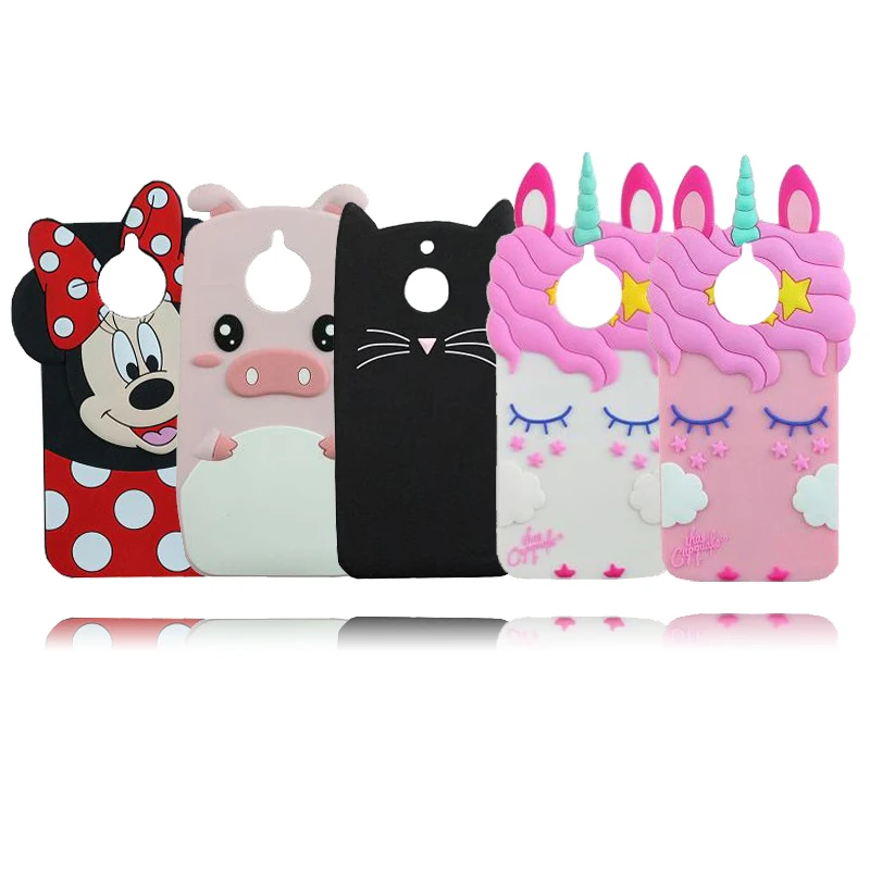 

For Motorola Moto G5S Case Cat Minnie Mouse Pig Unicorn 3D Rubber Cell Phone Case Cover For Moto G5S Plus