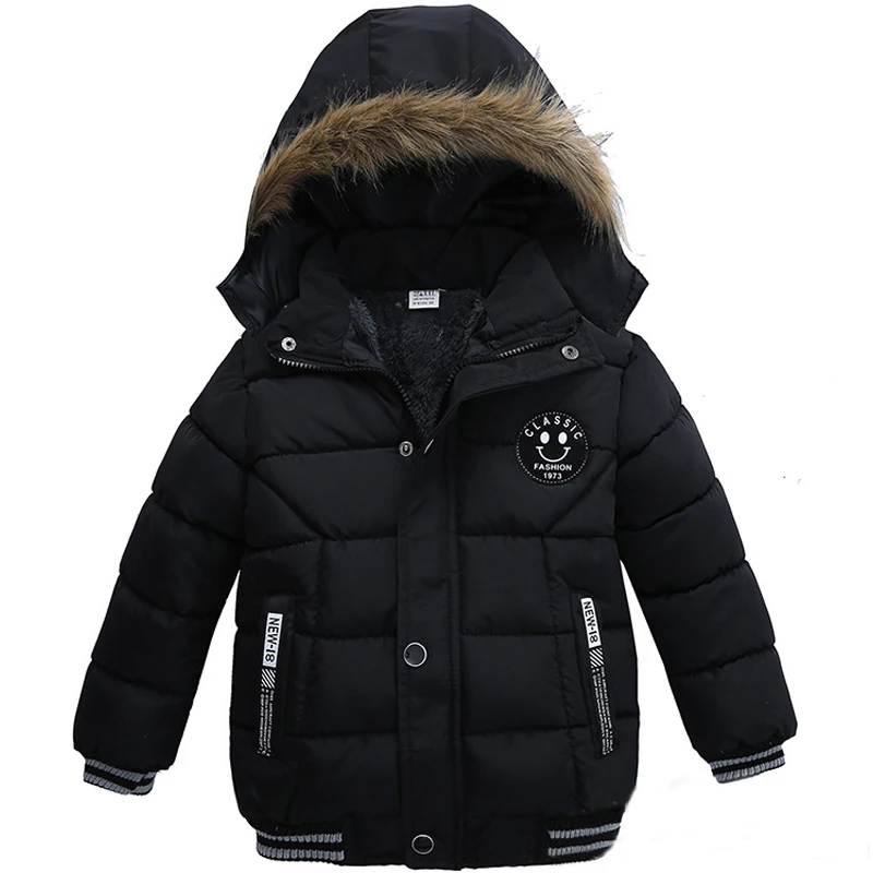 Осенне-зимнее теплое толстое хлопковое пальто для мальчиков красивая детская ветрозащитная верхняя одежда с капюшоном и карманами на год от 18 мес. до 5 лет