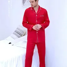 Для Мужчин's Длинные рукава костюм набор бытовой Костюмы лед шелковой атласной Досуг пижамы студентов плюс Размеры молодежи ночная рубашка J039