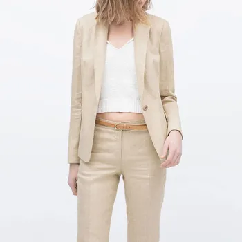 

Khaki Pant Suits Casual Office Uniform Women Business Suits Formal Female Work Wear 2 Piece Set Women Trouser Suit Custom