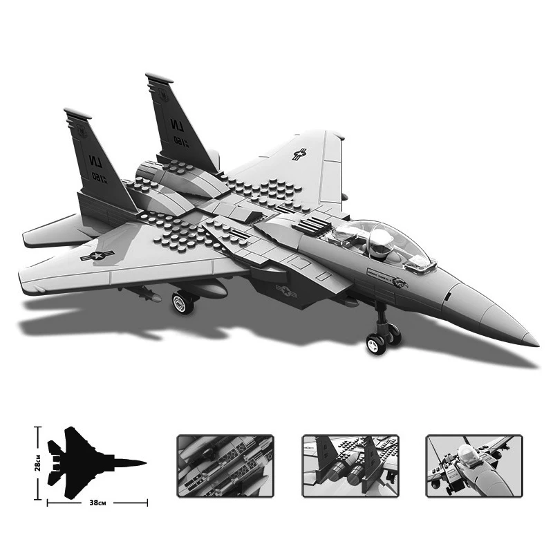

270pcs Military Series F-15 Eagle Fighter Building Blocks Model Compatible Army Technic Airplane Set Bricks Toys Gifts For Kids