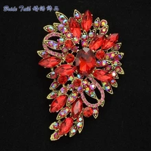 Vintage Style Accessories Rhinestone Brooch Red Flower Brooch Broach Pin 3 3 for Women Rhinestone Crystals