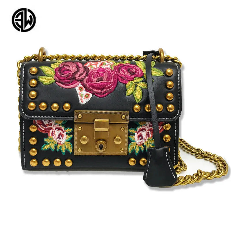 2018 New Female Bag Handbag Packet Diagonal Package Chain Shoulder Bag Handbag Embroidered ...