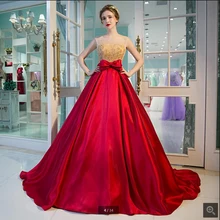 2016 neue Design Winter Ballkleid Flügelärmeln Abendkleid Red Friesen Pailletten Formale Party Kleider Kapelle Zug Abendkleid