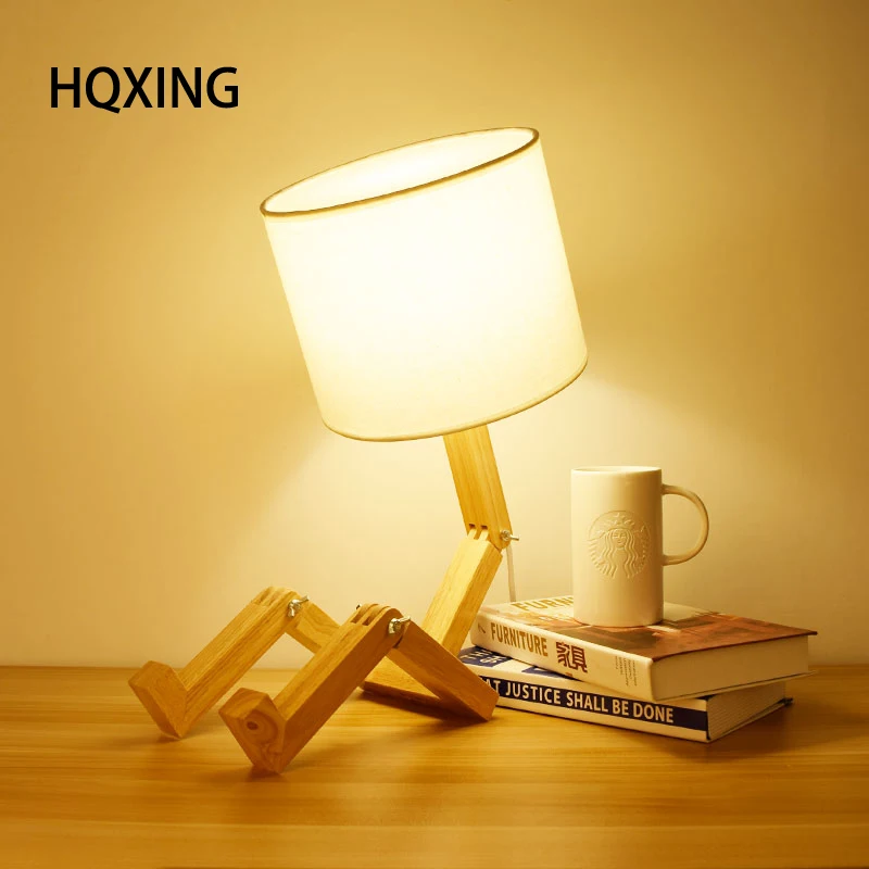 hqxing modern european style table lamp wooden bedside
