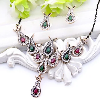 

Exquisite Turkey Bridal Fish Flower Jewelry Resin Charm Tulips Flower Queen Necklace Rhinestone Women Wedding Ethnic Bijouterie