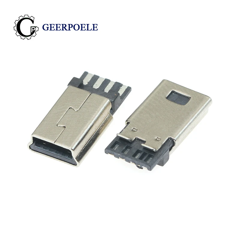 

GP 10 pcs/lot Front 5P Behind 4P 4P 30V 1.5A MINI USB Connectors Male Jack Tail Plug Electric Terminals