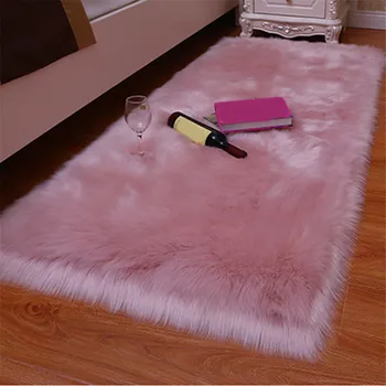 

1pc Artificial Wool Carpet Long Plush Rugs Fluffy rectangle Rug Anti-Slip Mat Living Room Tie Dyeing Water Absorption Rugs @LS