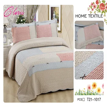 

"CLORIS" Europe 100% Cotton Patchwork Bedspreads 3-Pieces Vintage Style Floral Printed King Size High Quality Quilted Bedspread