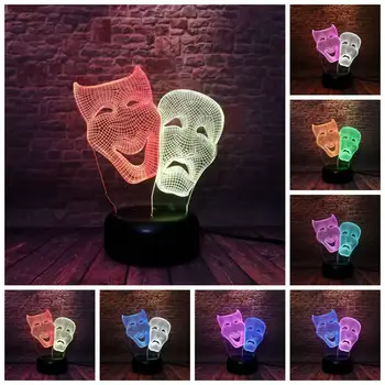 

Colorful Comedy and Tradegy Mask Model 3D Illusion NightLight LED Mixed Color Flash Light Double Face action & toy figures