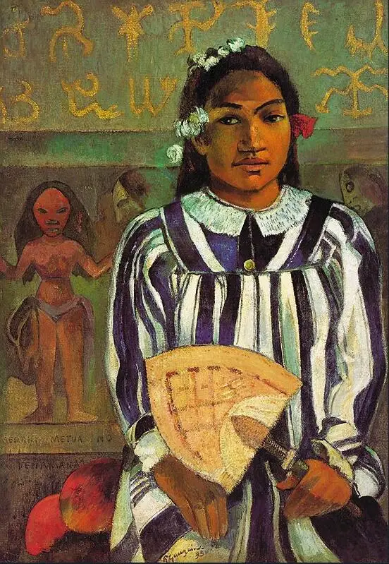 

High quality Oil painting Canvas Reproductions Tehamana has many parents (The Ancestors of Tehamana by Paul Gauguin hand painted