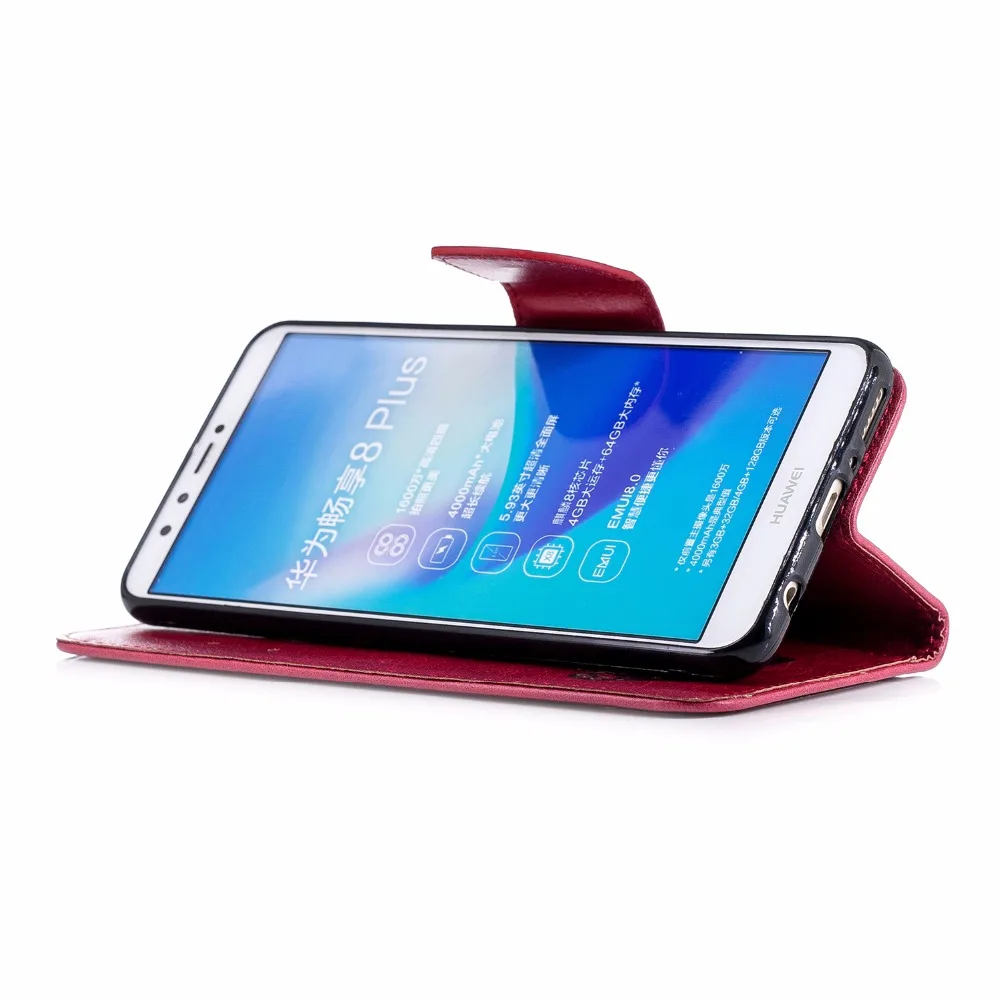 Для принципиально huawei Y9 2018 чехол люкс Бумажник PU кожаный подставка для Y5 телефона