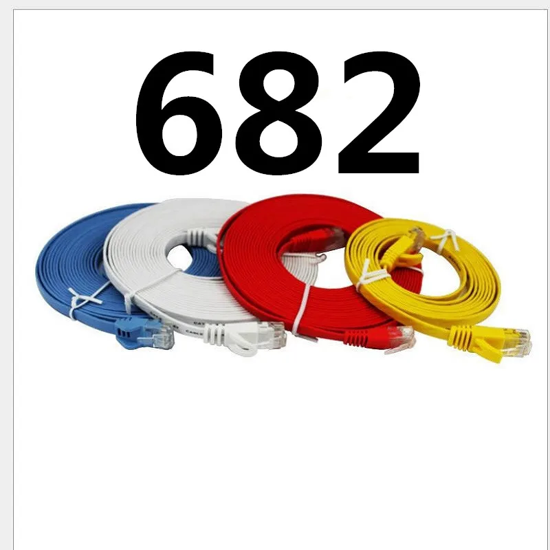 

A682 Bochara Braided Ultra Flat Fabric CAT-7 10 Gigabit RJ45 Ethernet Cable For Modem Router LAN Network Gold Plated RJ45