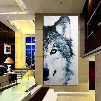 

Arthyx Hand Painted Wolf Animal Oil Painting On Canvas Abstract Wall Art Pictures For Living Room Children's Home Decoraton