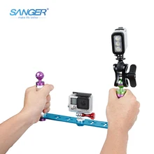 SANGER for Gopro Accessories Cnc Color Series Both Hands Holding Diving Dedicated Selfie Stick For Xiaomi Yi Go pro Hero5 4 3+ 3
