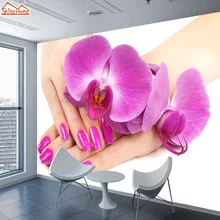 ShineHome-pared grande fondos de pantalla 3 d mural para sala de estar rollo SPA belleza uñas papel tapiz para salón sofá CAFÉ Tienda Decoración