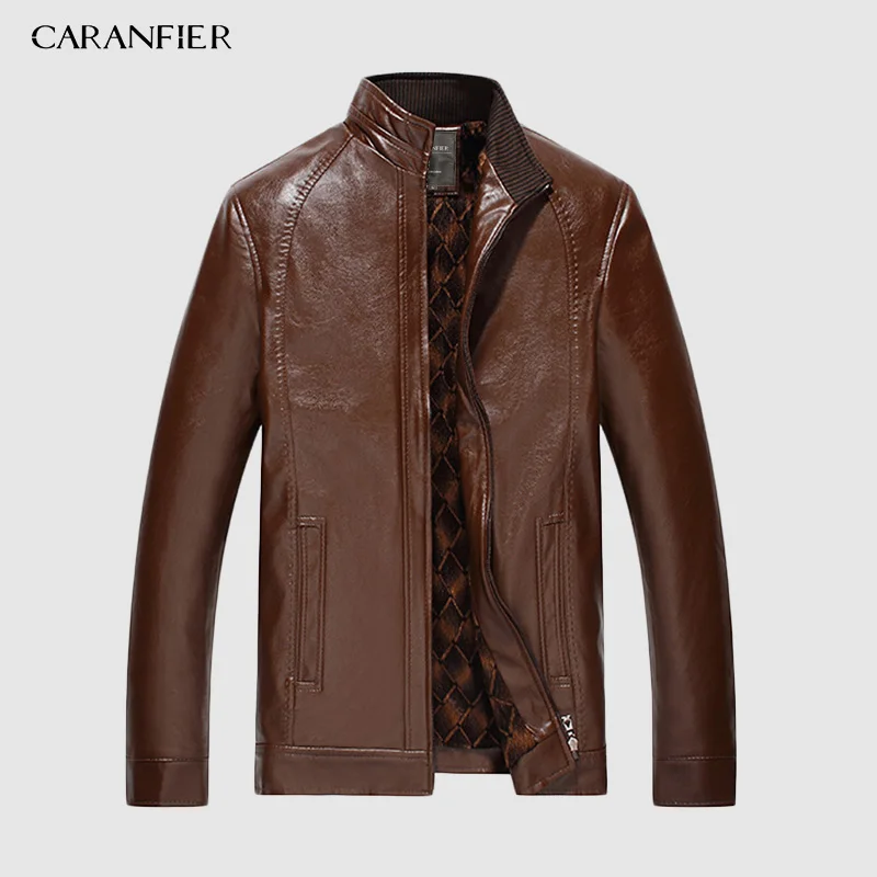 Куртка из искусственной кожи CARANFIER для мотоциклистов с воротником стойкой