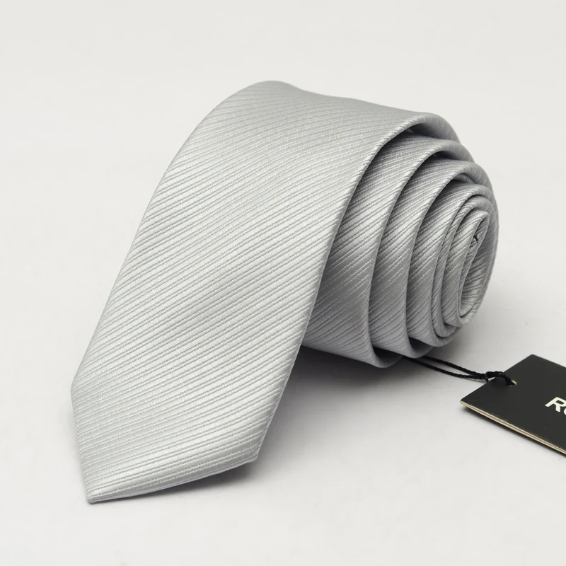 

New Ties for Men Silk Wedding Tie Men's Classic Necktie Skinny Brand Groom Neckties Silver Striped Slim Ties 6cm Gift Box