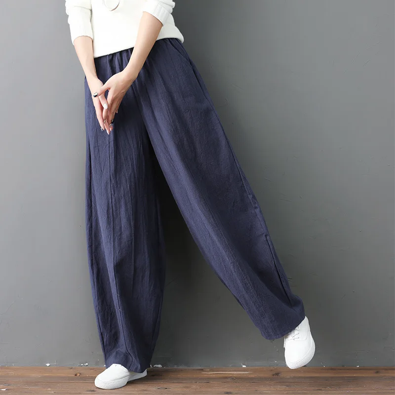 

2019 Vintage Harem Pant Female Trousers Casual Spring Summer Loose Cotton Linen Pants Pantalon Femme