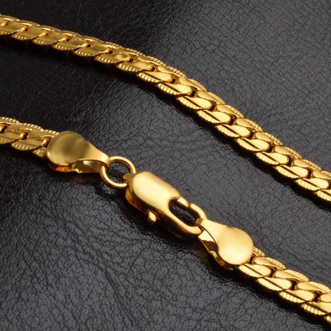 Women Men`s Jewelry 18K Gold Plated Cuban Curb Link Chain Necklace 50cm