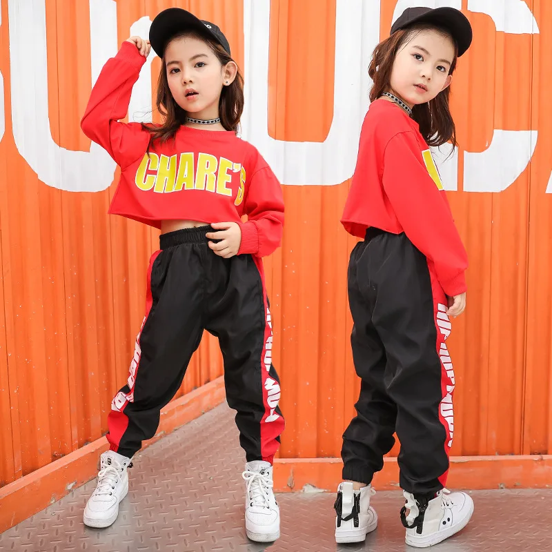 Kid Cropped Sweatshirt Shirt Jogger Pants Hip Hop Clothing Clothes Jazz Dance