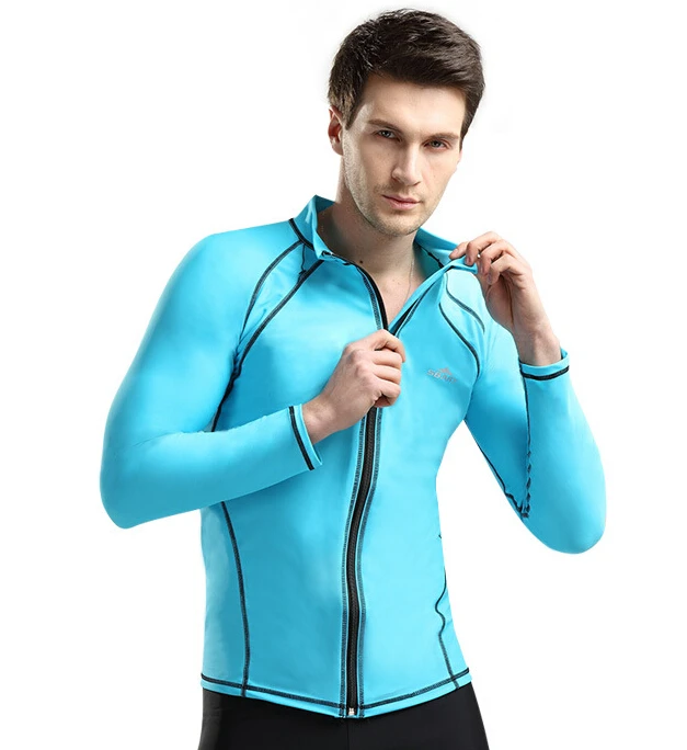 Front Zipper Men's Diving Shirt Long Sleeve UV Protected Surfing Top