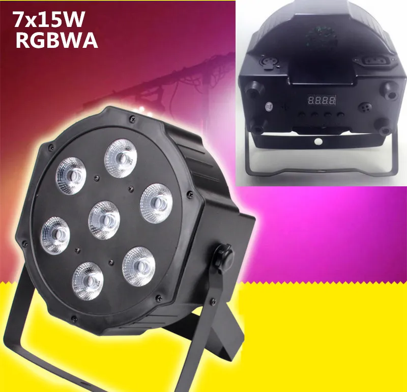

CREE RGBWA 7x15W LED Flat SlimPar Light 5in1 RGBWA LED DJ Wash Light Stage dmx light lamp 5/7 channes