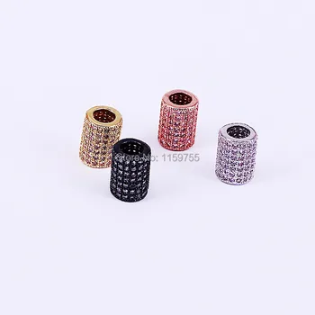 

Wholesale 10Pcs Copper Spacer beads Micro Pave CZ Metal Charms Loose beads Jewelry bracelet making DIY Accessories