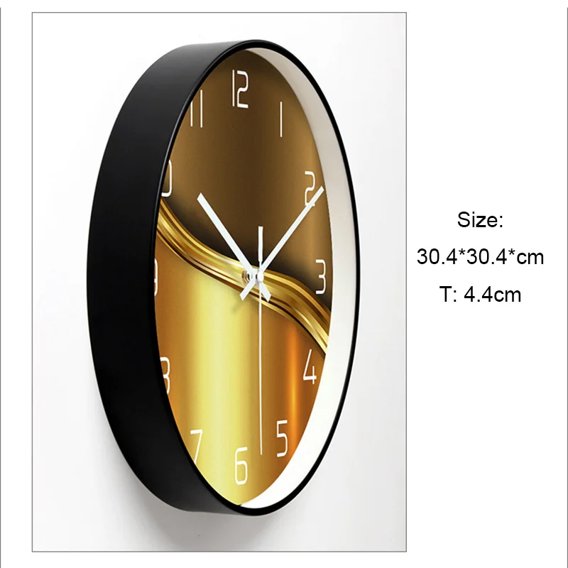 12 дюймов золото настенные часы современный минималистский круглые часы из металла настенные часы немой кварцевые часы украсить дом для Гостиная