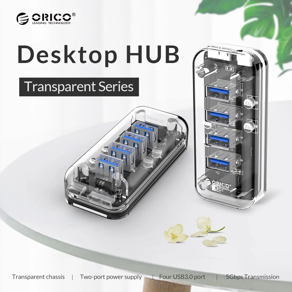 ORICO, прозрачный концентратор, высокая скорость, 7, 4 порта, USB 3,0, 5 Гбит/с, usb-хаб, портативный OTG концентратор, usb-разветвитель для Apple Macbook Air, ноутбука, ПК