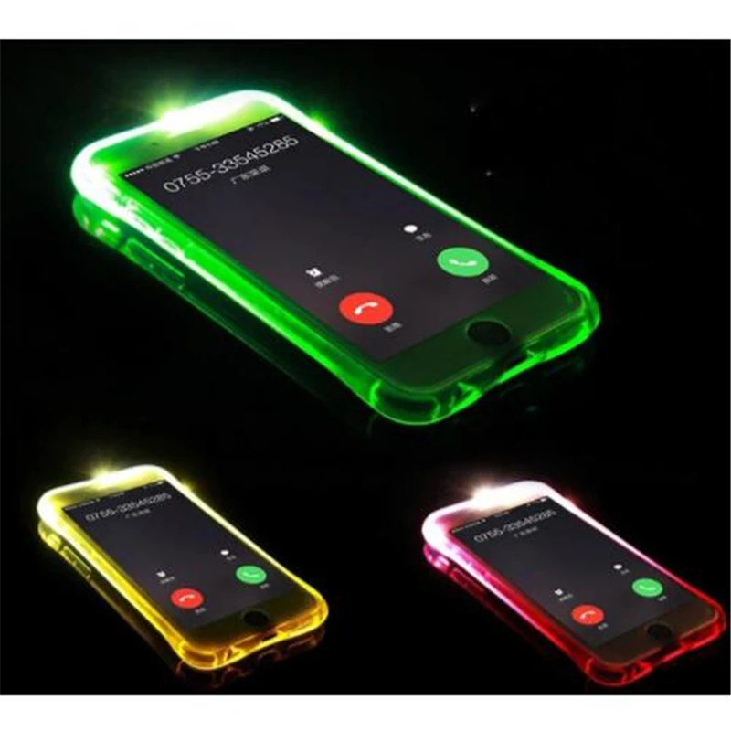 

PAWPAW For iPhone 7 6 6S Plus X Phone Case Soft TPU LED Flash Light Up Remind Incoming Call Fashion Cover For iPhone 8 Plus 5 5S