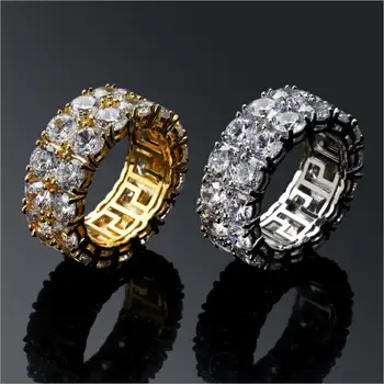 

double raw cz engagement band fashion luxury men boy gift jewelry sparking bling wedding bands Cubic zirconia men's ring