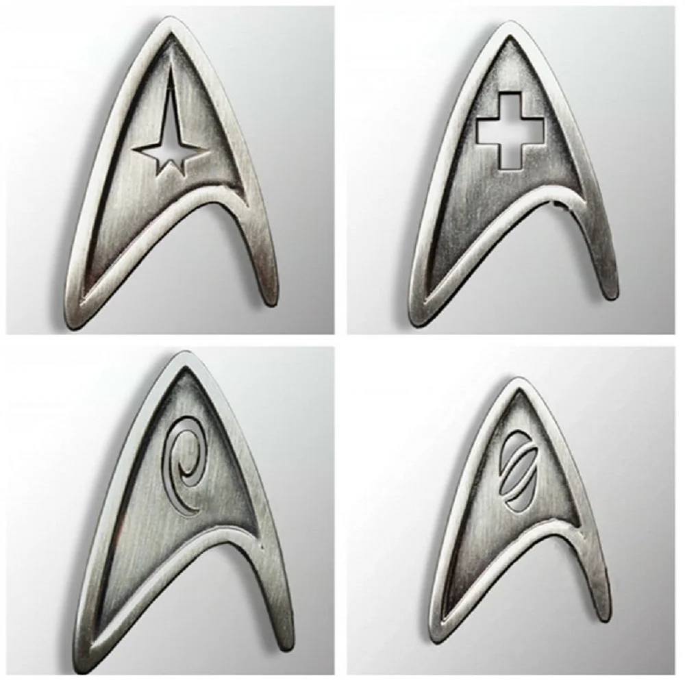 

Set 4 Star Trek Badge Pin Medical Cross Insignia Badge Starfleet Command Division Engineering Badge Brooches Pin Prop